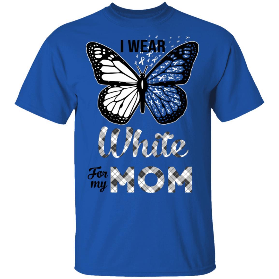 I Wear White For My Mom Butterfly Lung Cancer Awareness-T-Shirt & Hoodie-Classic T-Shirt-Royal
