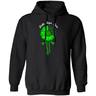 Faith Hope Love Green Lymphoma Cancer Awareness-T-Shirt & Hoodie-Pullover Hoodie-Black