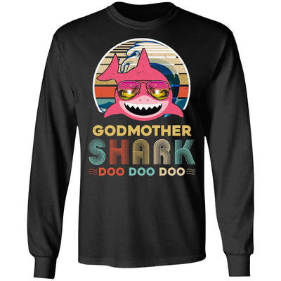 Retro Vintage Godmother Shark Doo Doo Doo-T-Shirt & Hoodie-Long Sleeve T-Shirt-Black