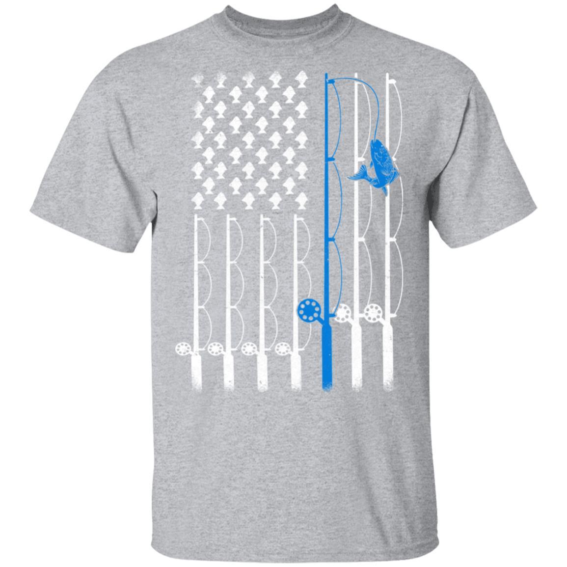 Vintage Fishing Clothes American Flag Fishing-T-Shirt & Hoodie-Classic T-Shirt-Sport Grey