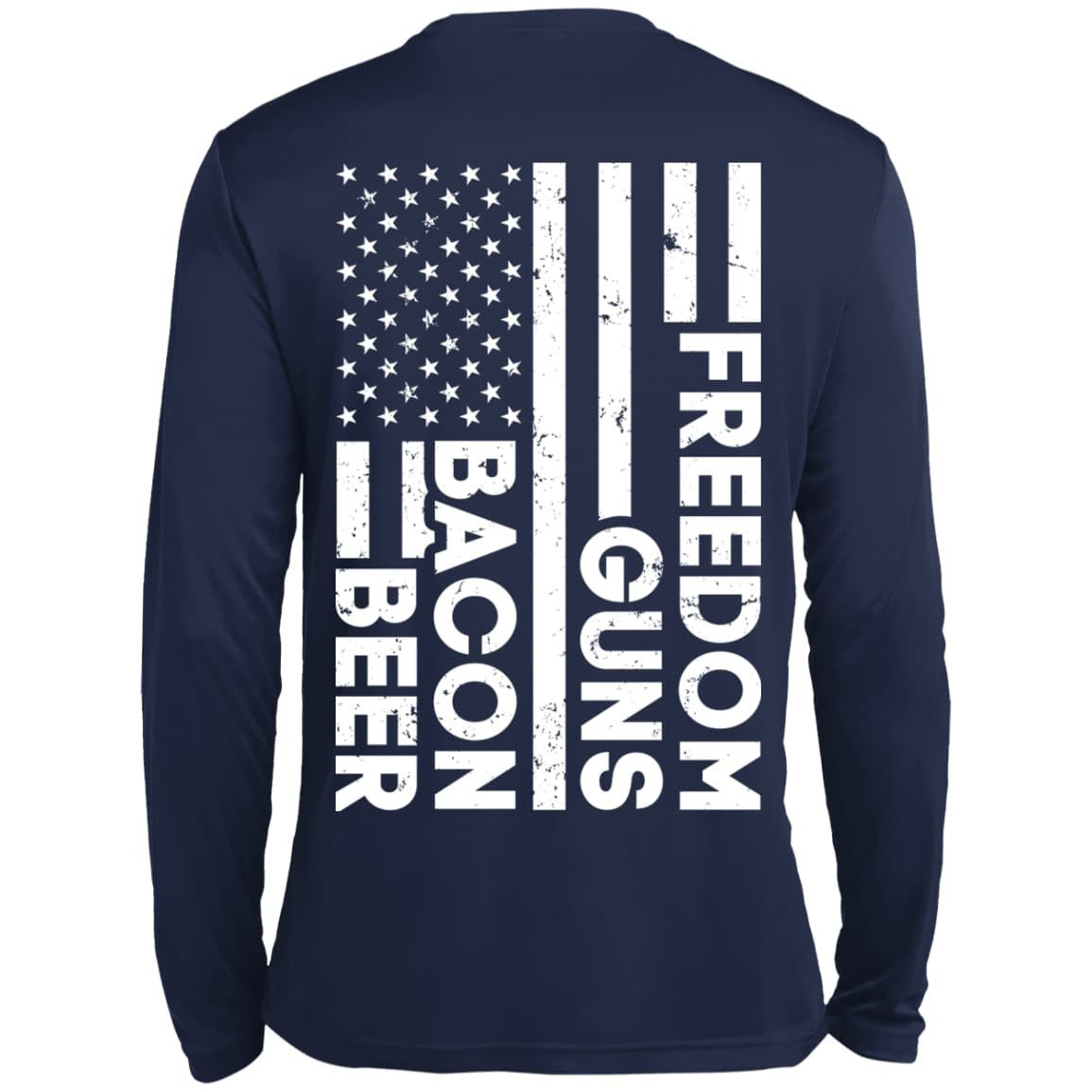 Beer Bacon Guns Freedom-T-Shirt & Hoodie-Long Sleeve T-Shirt-Navy