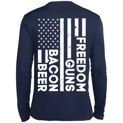 Beer Bacon Guns Freedom-T-Shirt & Hoodie-Long Sleeve T-Shirt-Navy