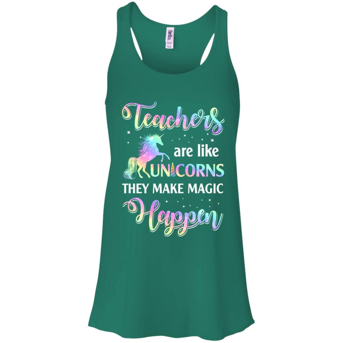 Teachers Are Like Unicorns They Make Magic Happen-T-Shirt & Tank Top-Women's Flowy Racerback Tank-Kelly Green