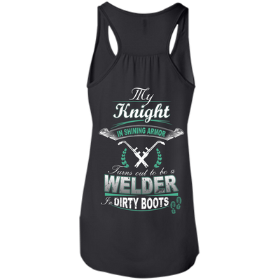 Turns out to be a Welder In Dirty Boots-T-Shirt & Hoodie-Women's Flowy Racerback Tank-Black
