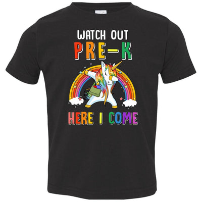 Pre-K Here I Come Unicorn Back To School Youth-Youth Shirt-Toddler T-Shirt-Black