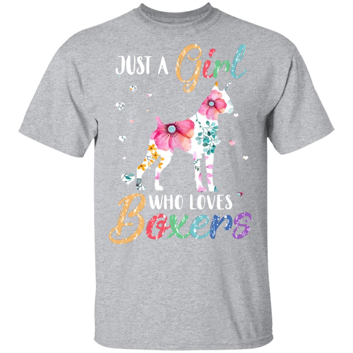 Just A Girl Who Loves Boxers Cute Boxer Lover-T-Shirt & Hoodie-Classic T-Shirt-Sport Grey