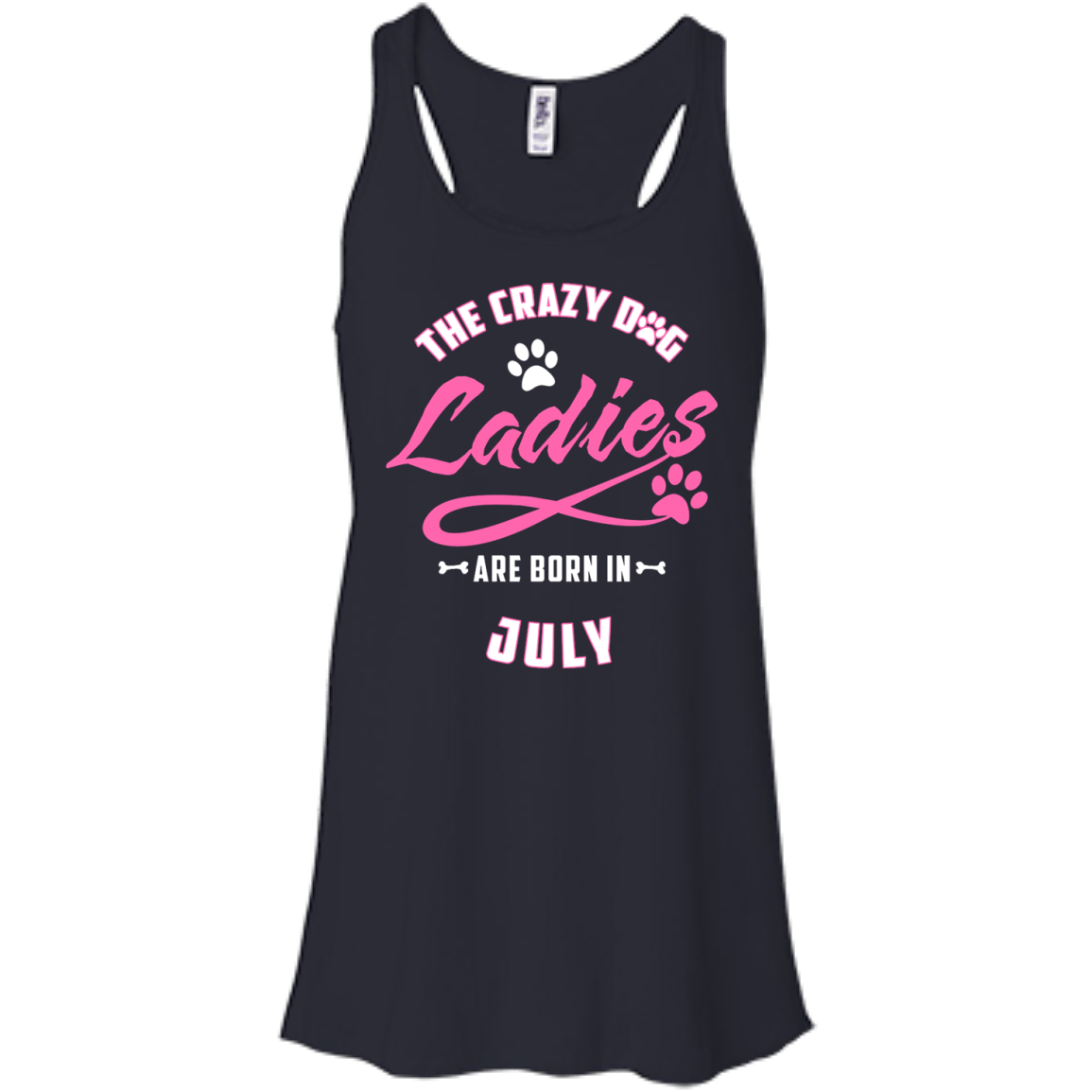 The Crazy Dog Ladies Are Born In July-T-Shirt & Hoodie-Women's Flowy Racerback Tank-Midnight