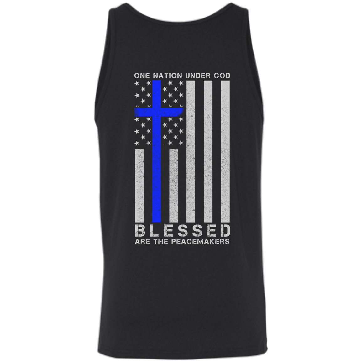 One Nation Under God Thin Blue Line-T-Shirt & Hoodie-Unisex Tank-Black