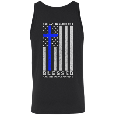One Nation Under God Thin Blue Line-T-Shirt & Hoodie-Unisex Tank-Black