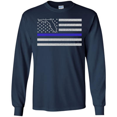Florida Thin Blue Line Police State-T-Shirt & Hoodie-Long Sleeve T-Shirt-Navy