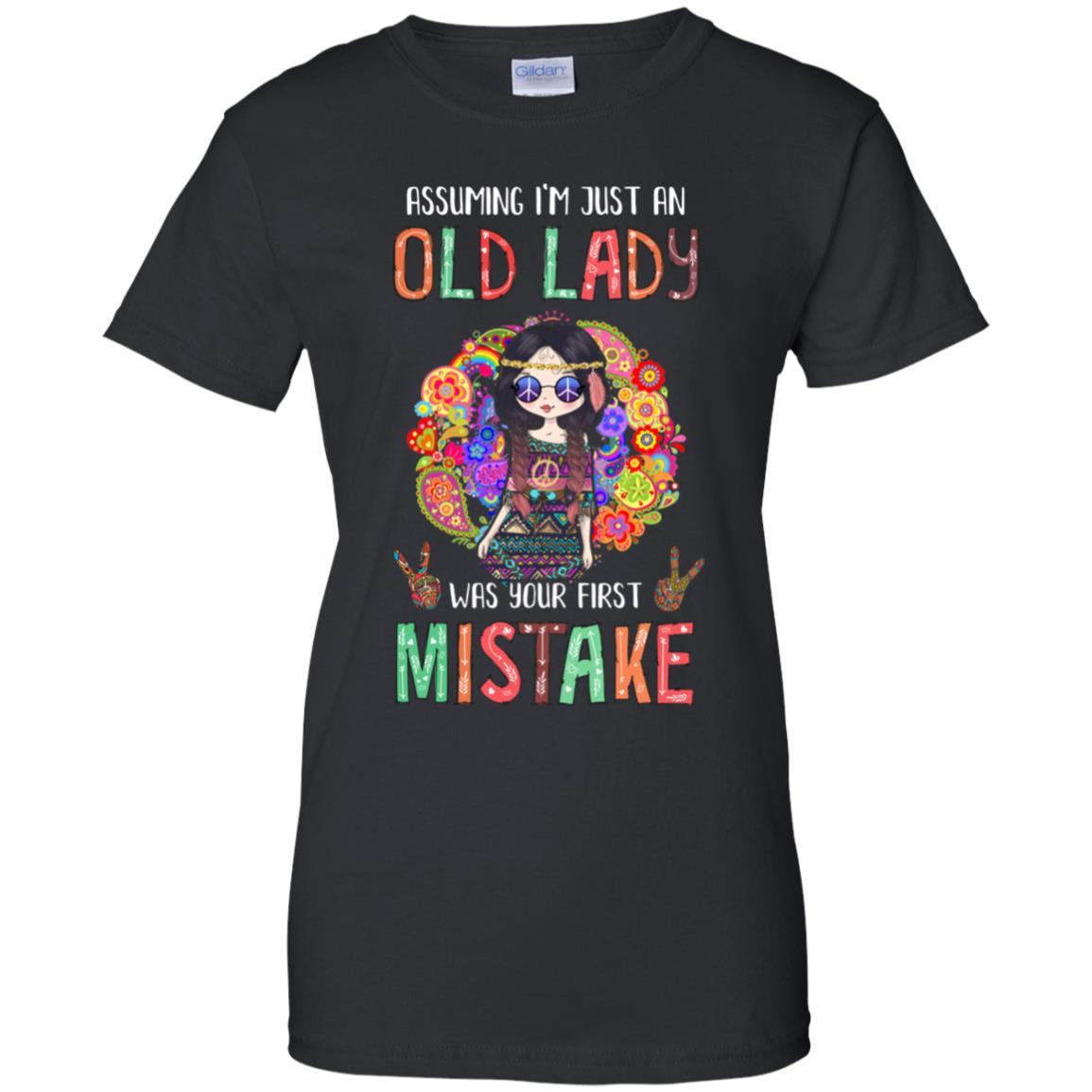 Assuming I'm Just An Old Lady Hippie Gift-T-Shirt & Tank Top-Women's T-Shirt-Black