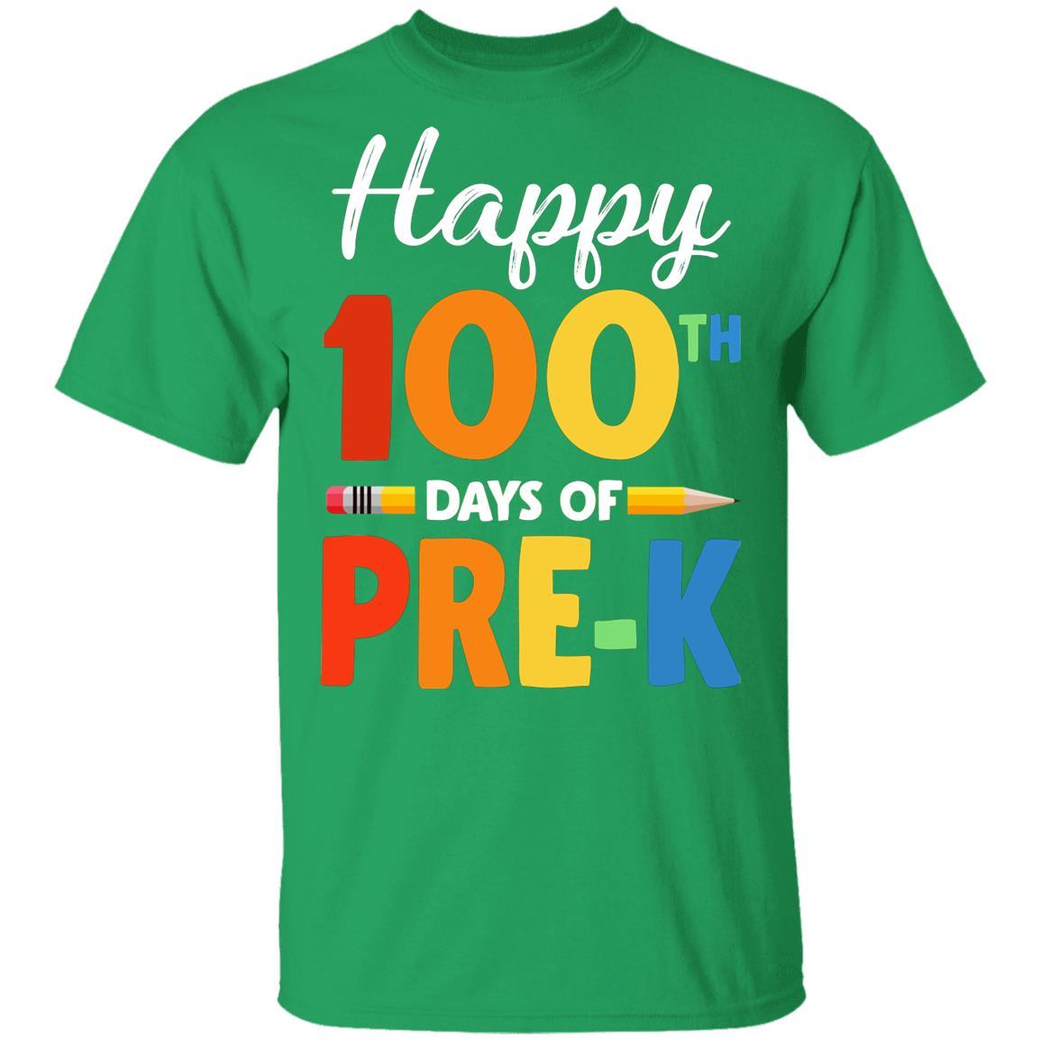 Happy 100th Day of Pre-K Teacher or Student Gift Youth-Youth Shirt-Youth T-Shirt-Irish Green