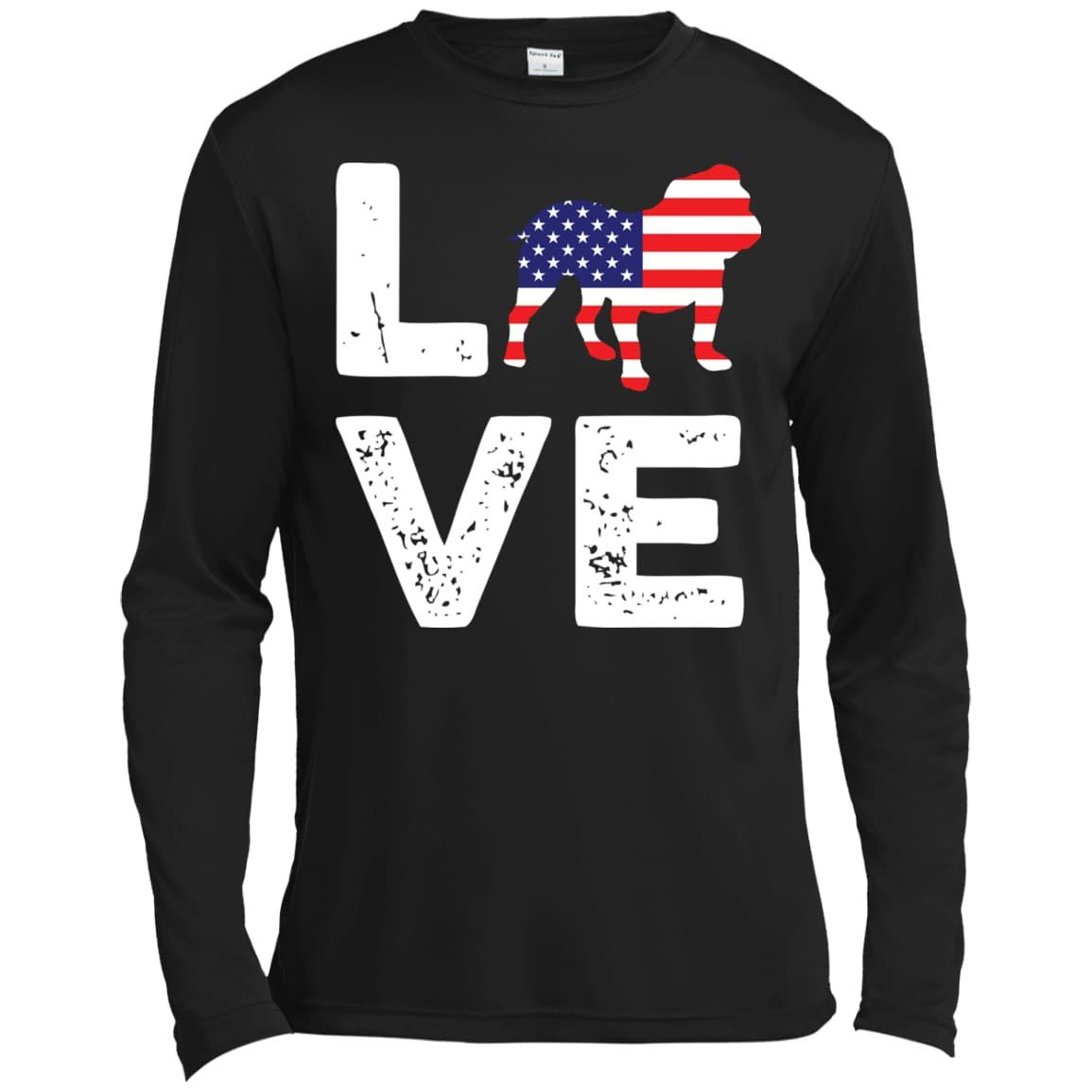 American Flag Dog Pitbull Love-T-Shirt & Hoodie-Long Sleeve T-Shirt-Black