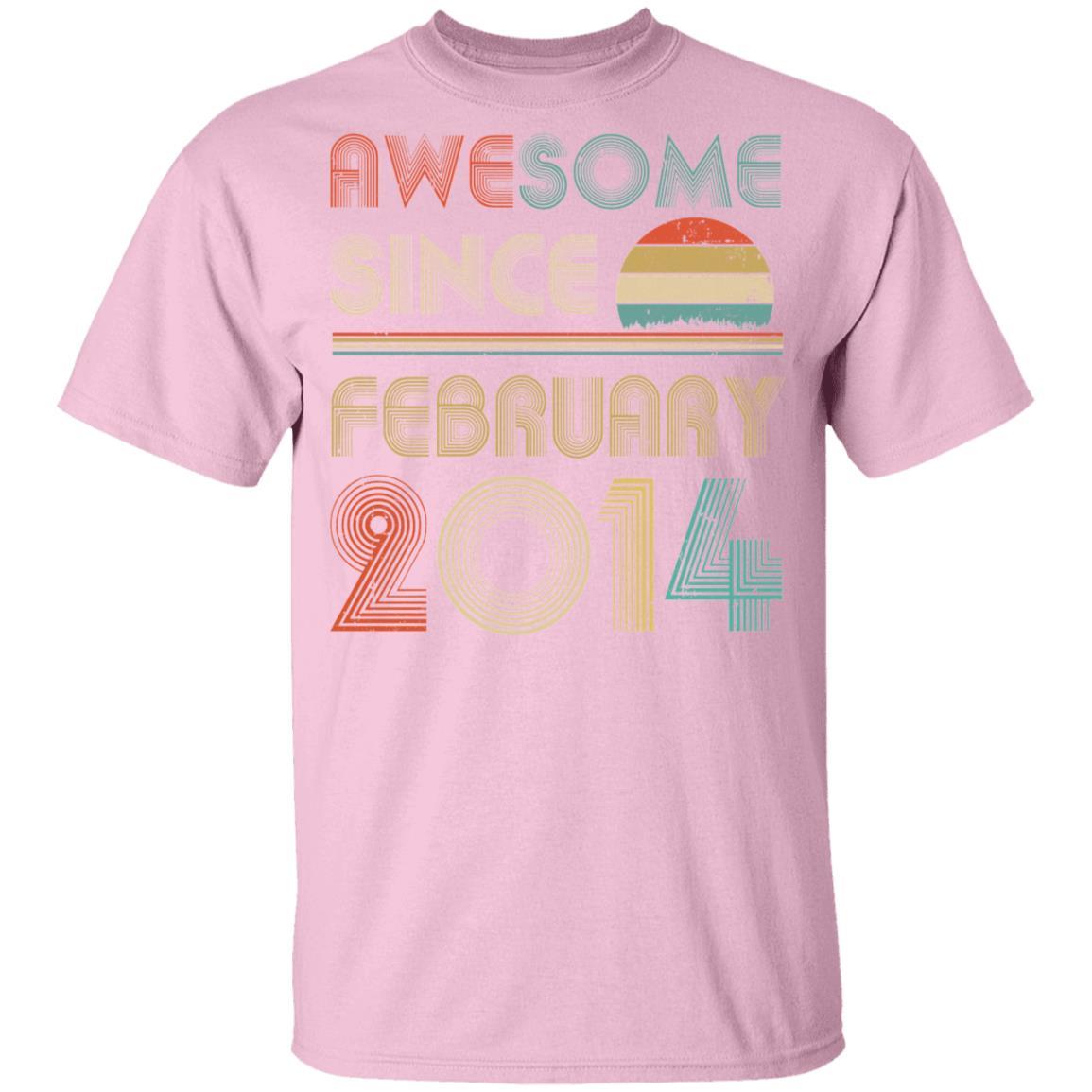 Awesome Since February 2014 Vintage 7th Birthday Gifts Youth-Youth Shirt-Youth T-Shirt-Light Pink