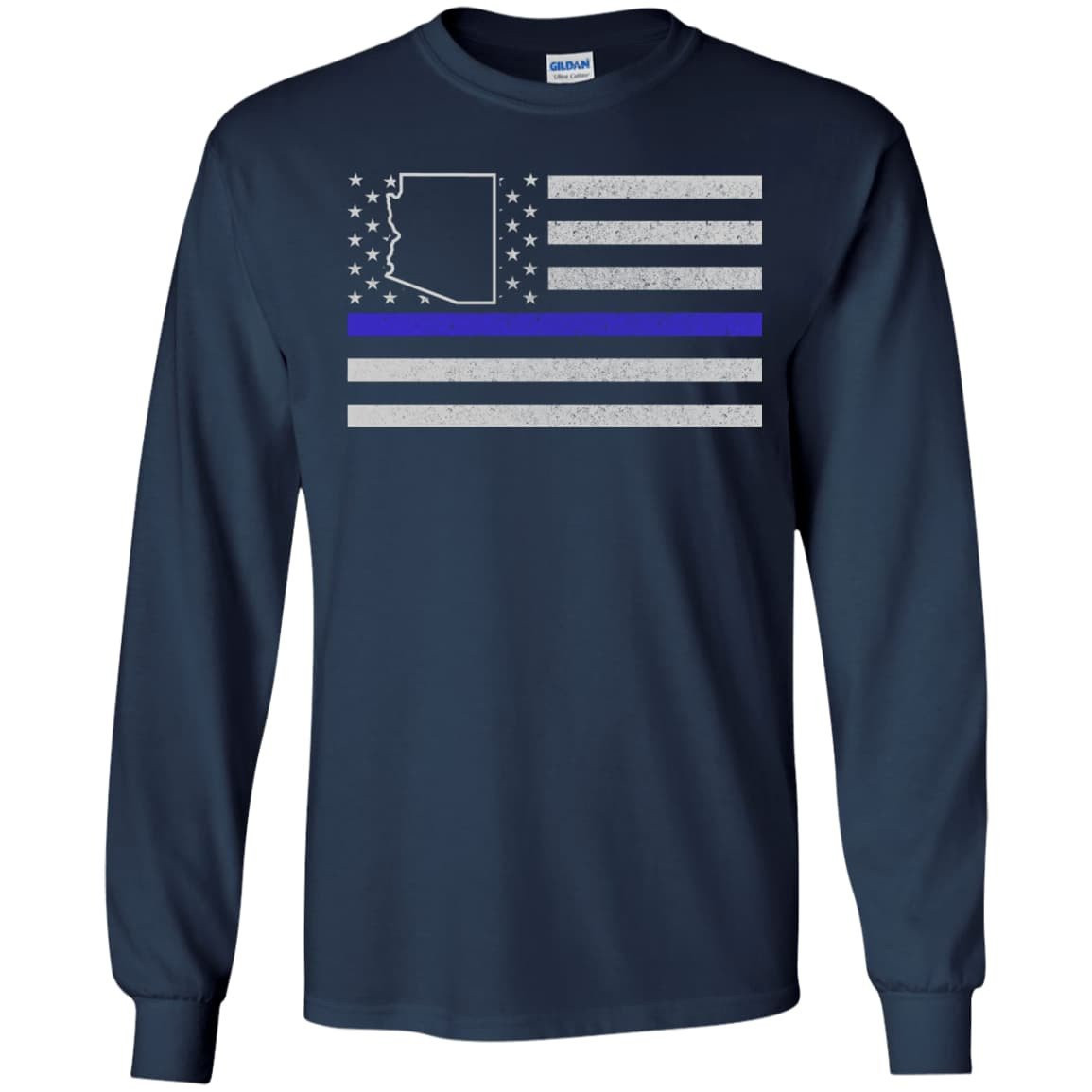 Arizona Thin Blue Line Police State-T-Shirt & Hoodie-Long Sleeve T-Shirt-Navy