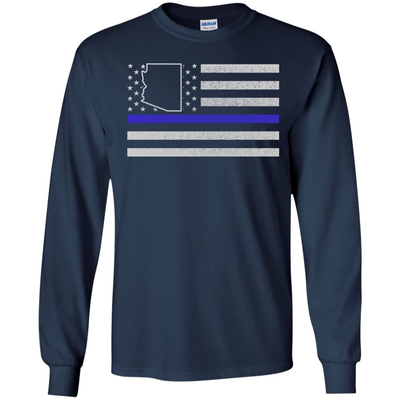Arizona Thin Blue Line Police State-T-Shirt & Hoodie-Long Sleeve T-Shirt-Navy