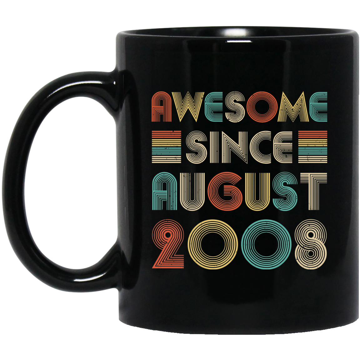 Awesome Since August 2008 Vintage 13th Birthday Gifts Youth Mug-Coffee Mug-BM11OZ 11 oz. Black Mug-Black