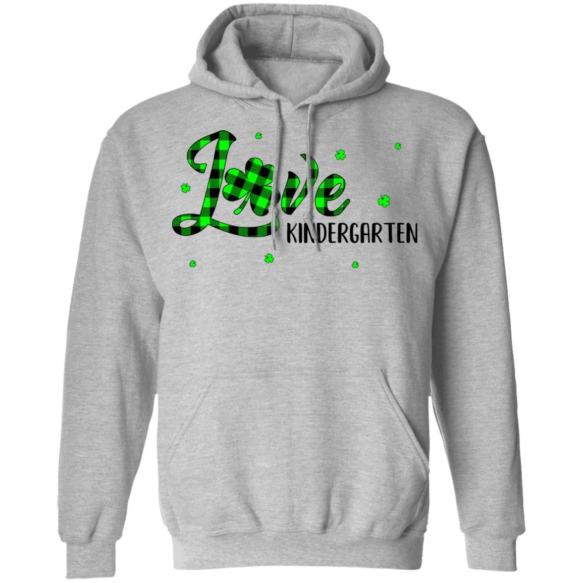 St Patricks Day Gift Kindergarten Teacher Plaid Shamrock-T-Shirt & Hoodie-Pullover Hoodie-Sport Grey