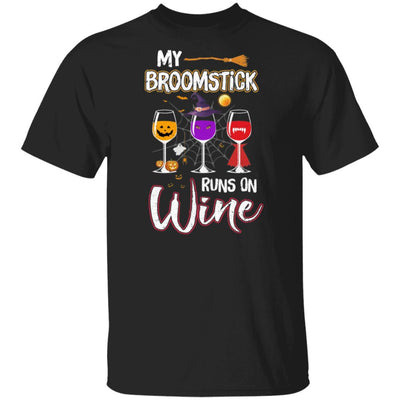 My Broomstick Runs On Wine Drinking Halloween Wine Lover-T-Shirt & Hoodie-Classic T-Shirt-Black