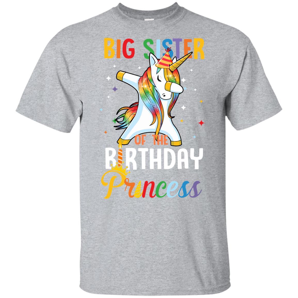 Proud Big Sister Of A Birthday Princess Unicorn Dab Youth-Youth Shirt-Youth T-Shirt-Sport Grey