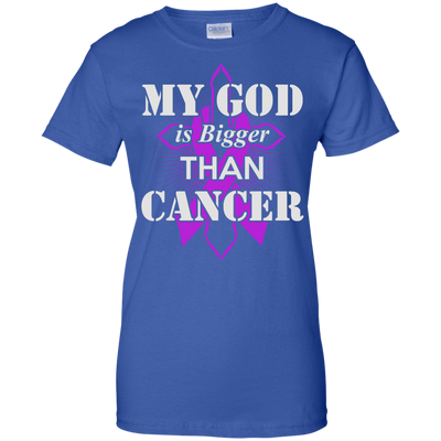 My God Is Bigger Than Cancer Violet Awareness Ribbon-T-Shirt & Hoodie-Women's T-Shirt-Royal