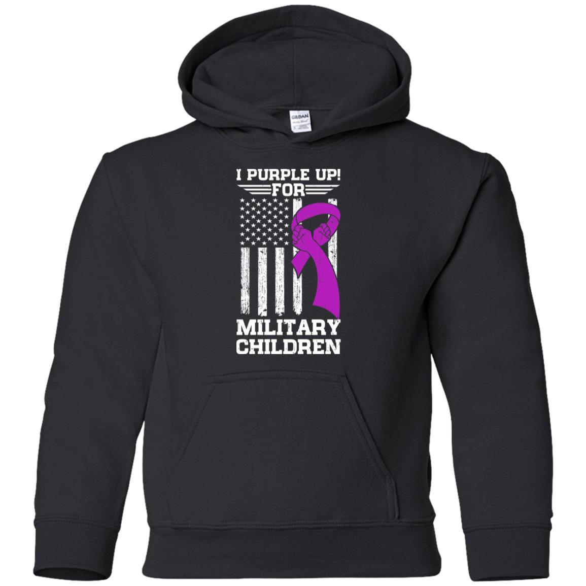 I Purple Up For Military Children Kid Child Gifts Youth-Youth Shirt-Youth Pullover Hoodie-Black