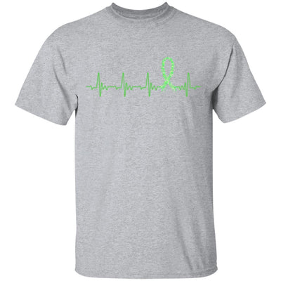 Kidney Disease Liver Cancer Awareness Green Ribbon Heartbeat-T-Shirt & Hoodie-Classic T-Shirt-Sport Grey