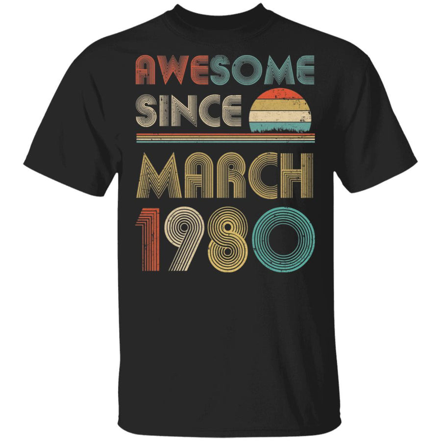 Awesome Since March 1980 Vintage 41th Birthday Gifts-T-Shirt & Hoodie-Classic T-Shirt-Black