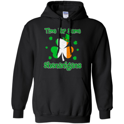 St. Patrick's Time For Some Shenanigans Funny Party-T-Shirt & Hoodie-Pullover Hoodie-Black