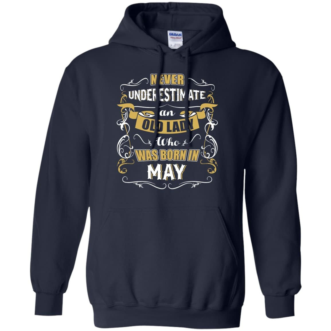 An Old Lady Who Was Born In May-T-Shirt & Hoodie-Pullover Hoodie-Navy