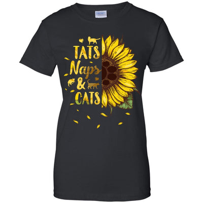 Sunflower Tats Naps And Cats Funny Cat Lover Gift-T-Shirt & Tank Top-Women's T-Shirt-Black