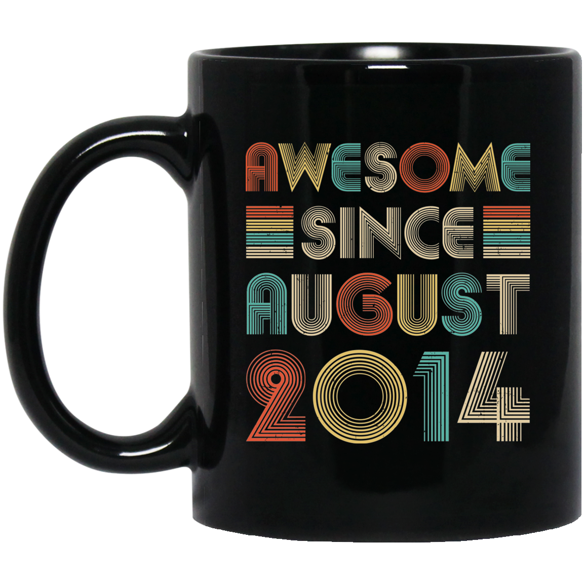 Awesome Since August 2014 Vintage 7th Birthday Gifts Youth Mug-Coffee Mug-BM11OZ 11 oz. Black Mug-Black