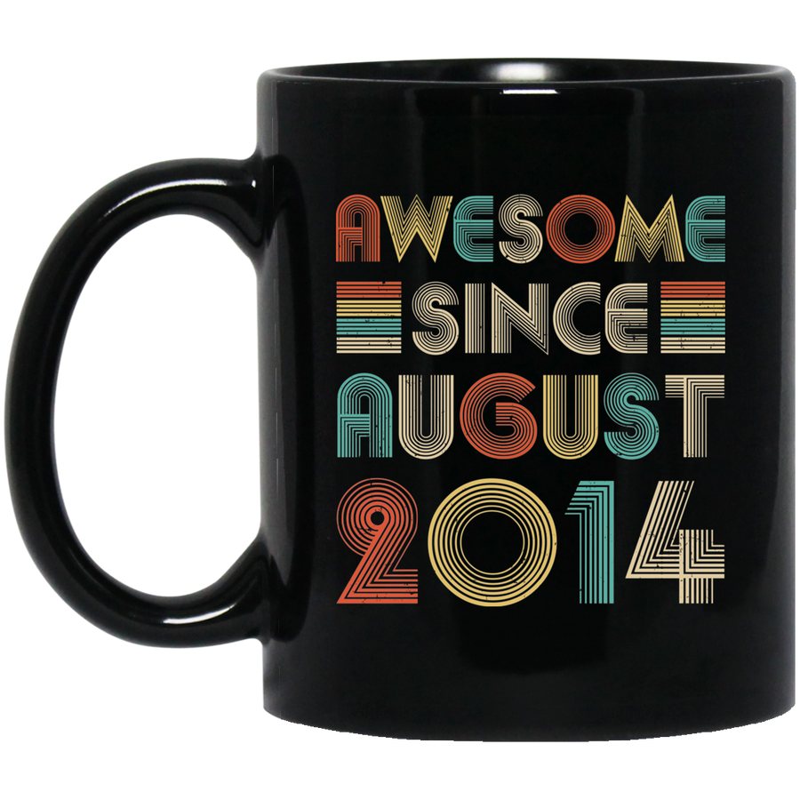 Awesome Since August 2014 Vintage 7th Birthday Gifts Youth Mug-Coffee Mug-BM11OZ 11 oz. Black Mug-Black