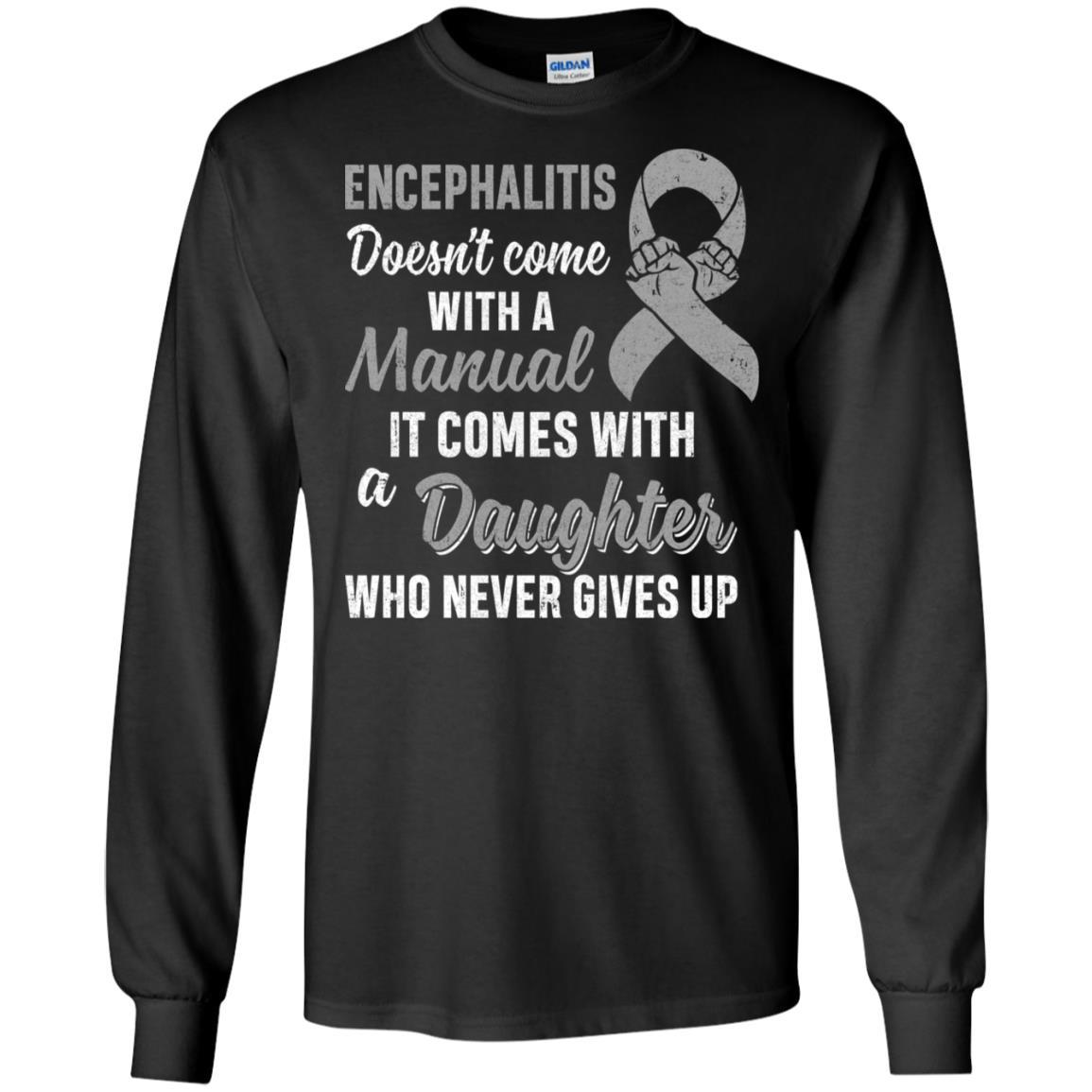Encephalitis Awareness Daughter Warrior Gifts-T-Shirt & Hoodie-Long Sleeve T-Shirt-Black