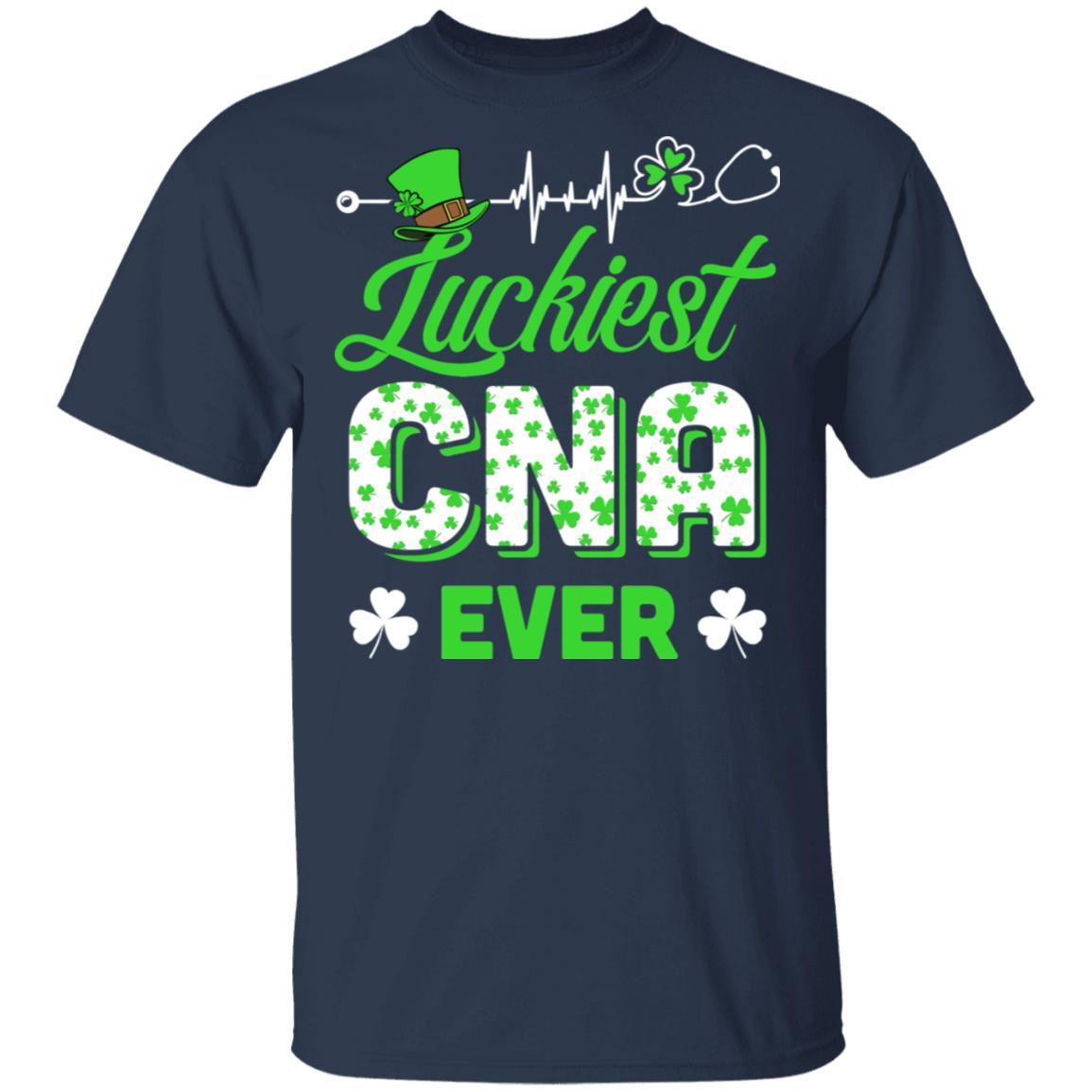 Luckiest CNA Nurse Ever Shamrock Top Hat St Patrick's Day-T-Shirt & Hoodie-Classic T-Shirt-Navy