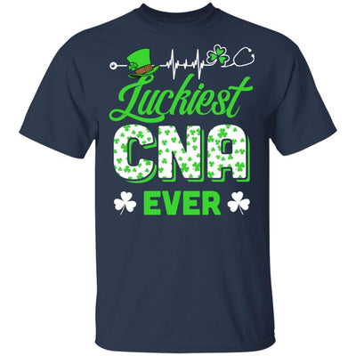 Luckiest CNA Nurse Ever Shamrock Top Hat St Patrick's Day-T-Shirt & Hoodie-Classic T-Shirt-Navy