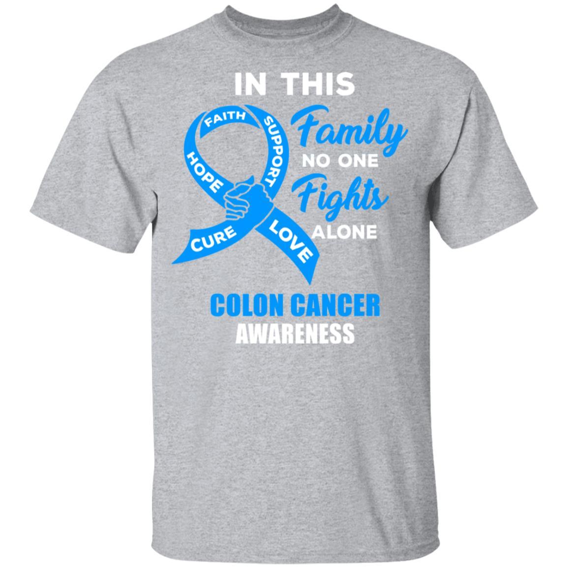 In This Family No One Fights Alone Colon Cancer Awareness Youth-Youth Shirt-Youth T-Shirt-Sport Grey