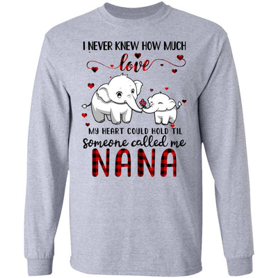 Someone Called Me Nana Elephant Red Plaid Mother's Day-T-Shirt & Hoodie-Long Sleeve T-Shirt-Sport Grey