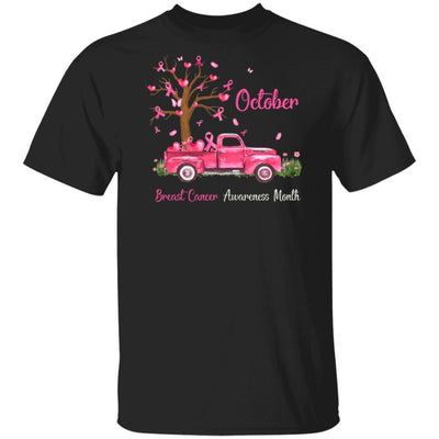 Pink Truck Pumpkin October Breast Cancer Awareness Month-T-Shirt & Hoodie-Classic T-Shirt-Black