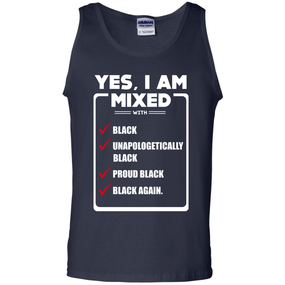 Yes, I Am Mixed Shirt, I'm mixed with Black-T-Shirt & Hoodie-Unisex Tank-Navy