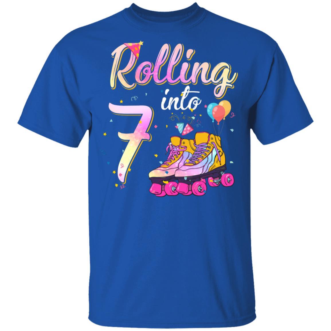 7 Years Old Birthday Girls Roller Skates 80's 7th Birthday Youth-Youth Shirt-Youth T-Shirt-Royal