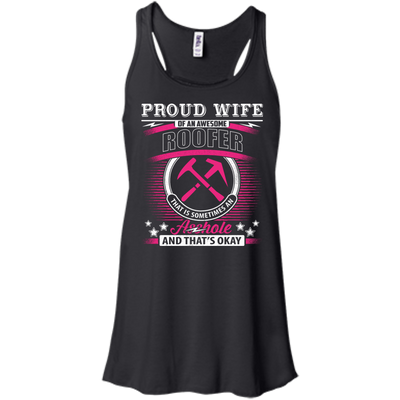Proud Wife Of An Awesome Roofer-T-Shirt & Hoodie-Women's Flowy Racerback Tank-Black
