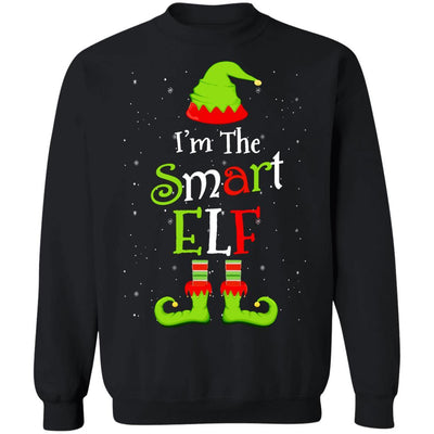 I'm The Smart Elf Family Matching Funny Christmas Group Gift-T-Shirt & Sweatshirt-Crewneck Sweatshirt-Black