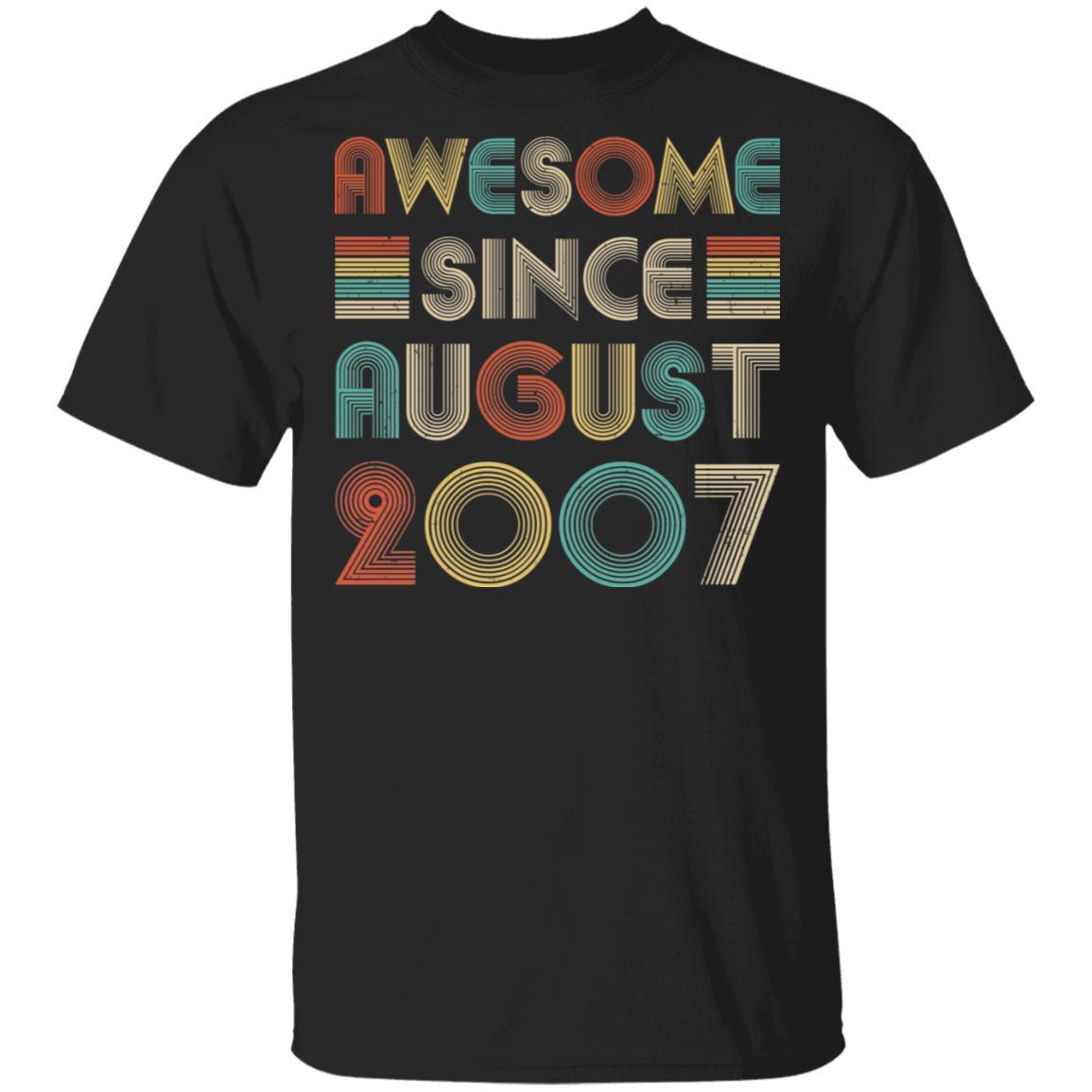 Awesome Since August 2007 Vintage 14th Birthday Gifts-T-Shirt & Hoodie-Classic T-Shirt-Black