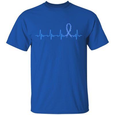 Colon Cancer Awareness Blue Ribbon Heartbeat-T-Shirt & Hoodie-Classic T-Shirt-Royal