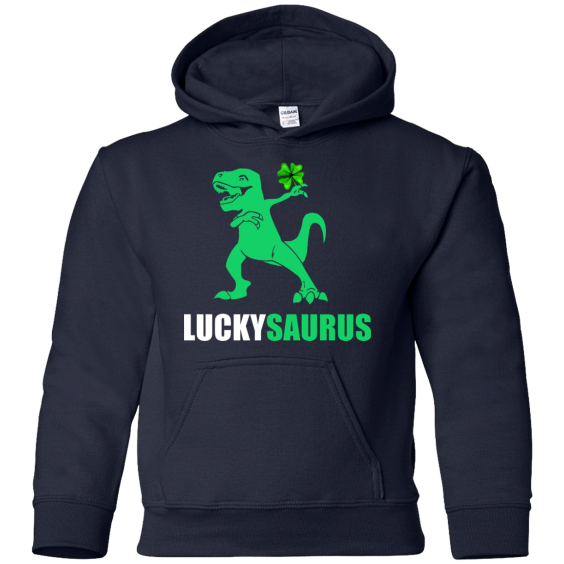 Irish Dinosaur Leprechaun St Patricks Day Luckysaurus Youth-Youth Shirt-Youth Pullover Hoodie-Navy