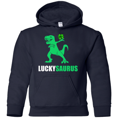 Irish Dinosaur Leprechaun St Patricks Day Luckysaurus Youth-Youth Shirt-Youth Pullover Hoodie-Navy