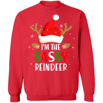 I'm The Sassy Reindeer Matching Family Christmas-T-Shirt & Sweatshirt-Crewneck Sweatshirt-Red