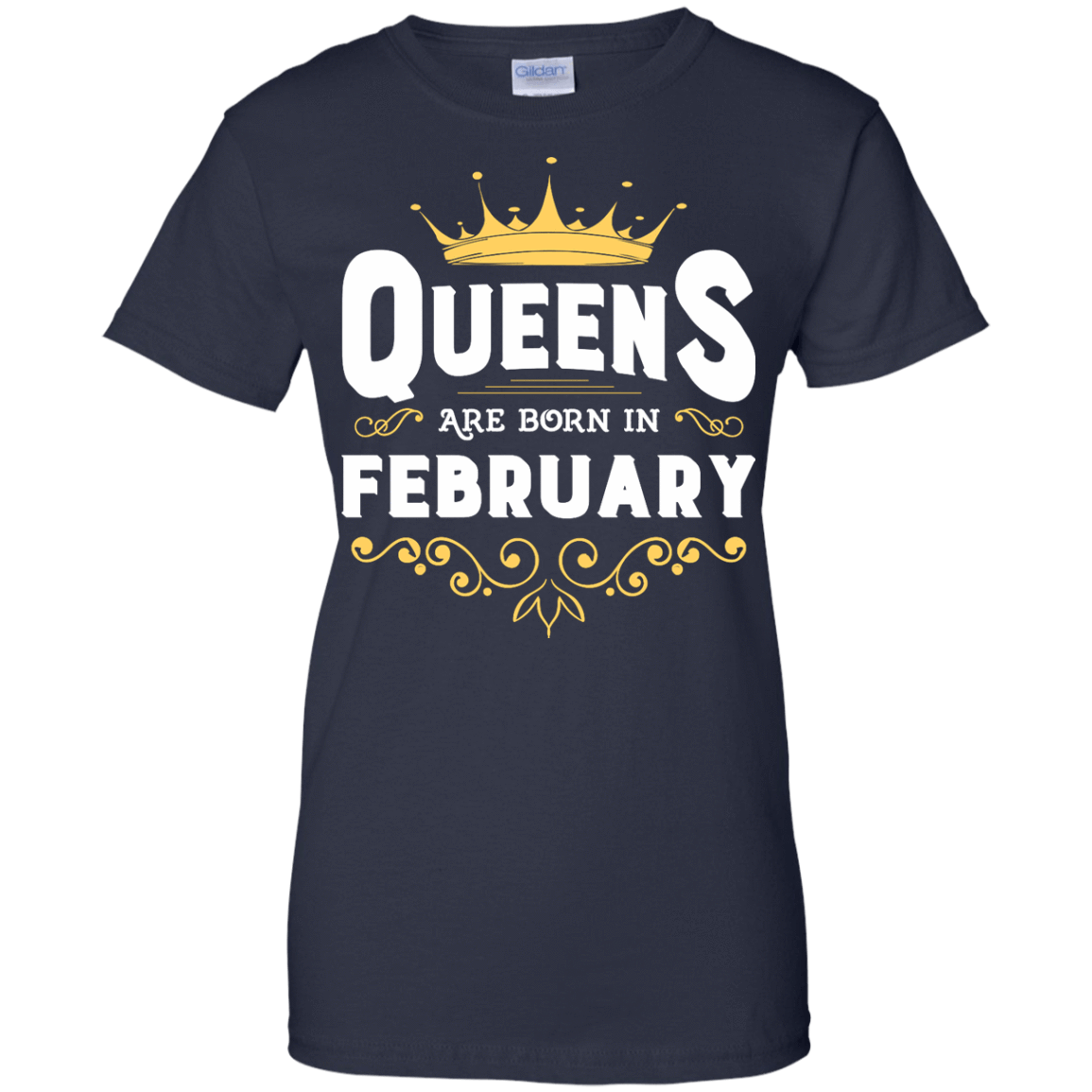 Queens Are Born In February-T-Shirt & Hoodie-Women's T-Shirt-Navy