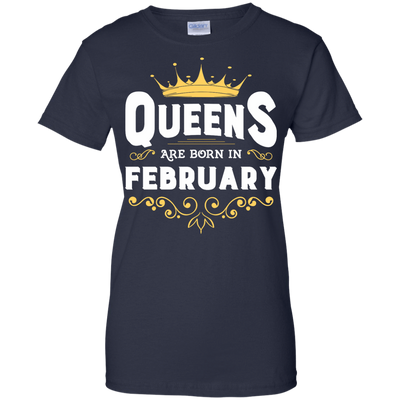 Queens Are Born In February-T-Shirt & Hoodie-Women's T-Shirt-Navy